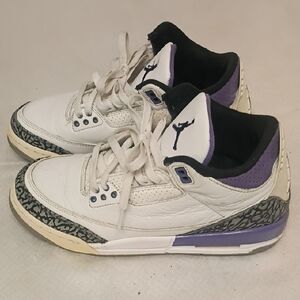 Jordan Kids White Purple Black Elephant Print Sneakers